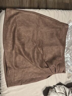 Brown Suede-Look Mini Skirt